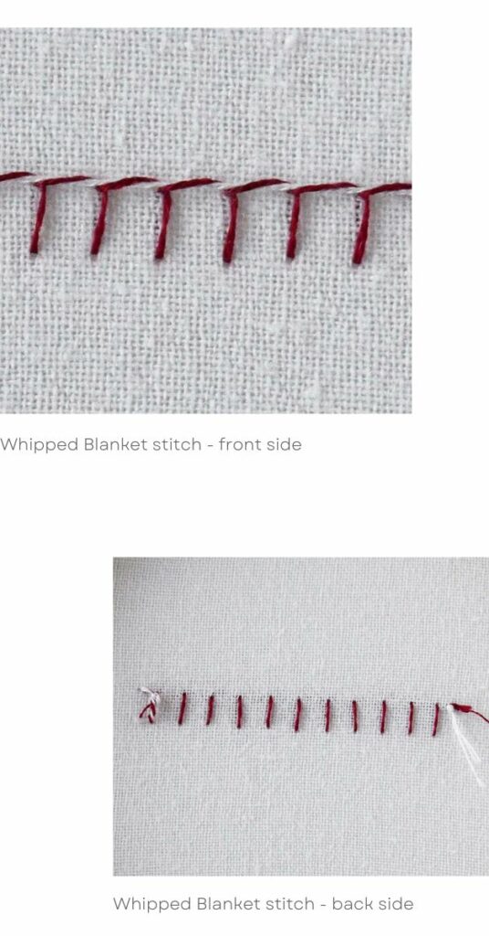 Whipped Blanket Stitch Vorder- und Rückseite