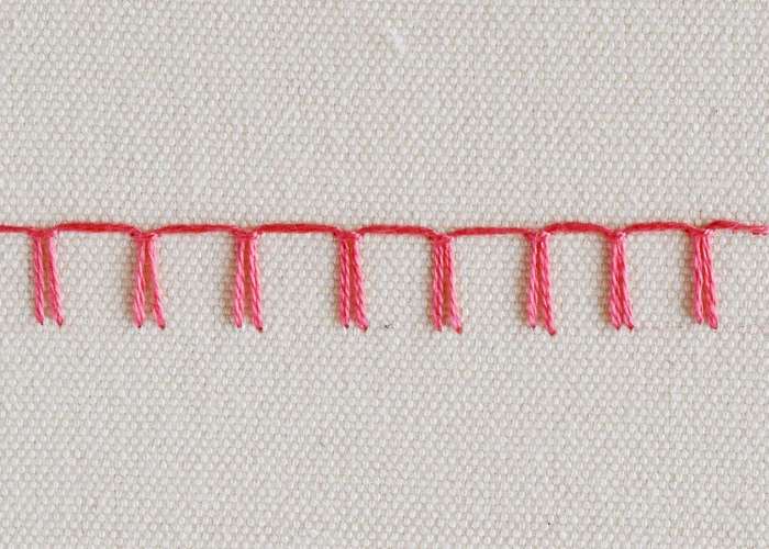 Bordado Puntada de manta Guía de variaciones: Puntada de manta espejada