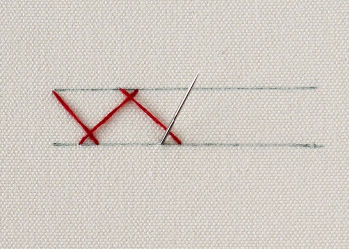 Herringbone stitch step 3
