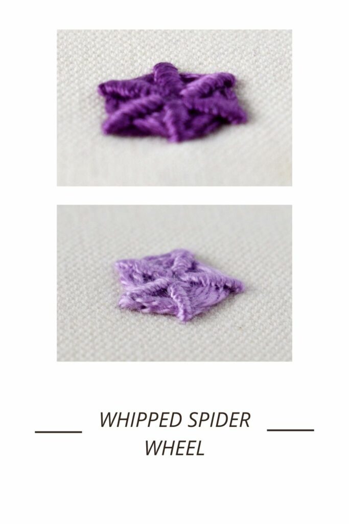 Broderie au point de roue de l'araignée fouettée PIN