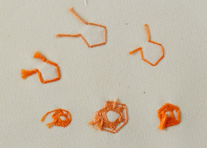 Lato posteriore del ricamo a punto stella intrecciato