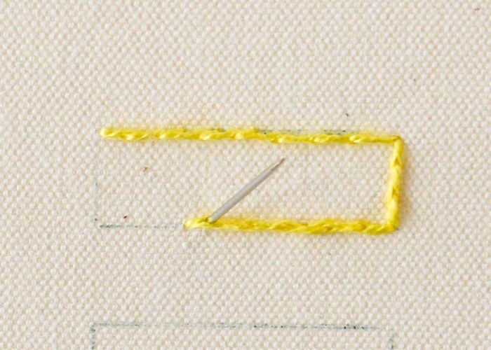 Point de satin fouetté Étape 1