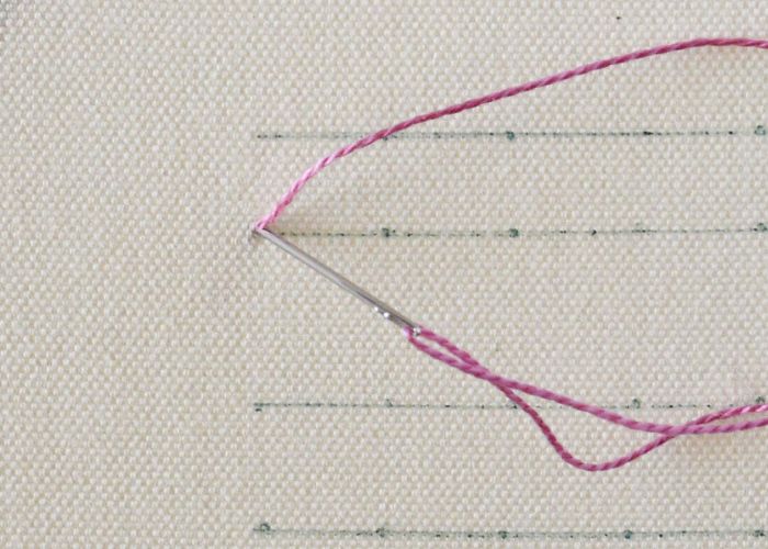 Point de chaînette à plumes étape 1