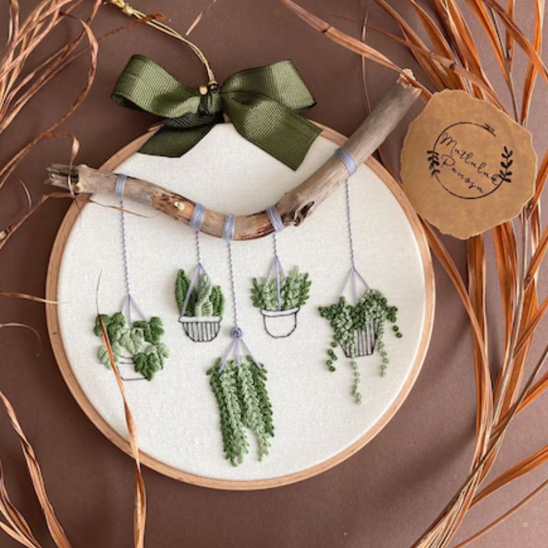 Hanging Succulents - motif de broderie par Mutluluk Panosu sur Etsy