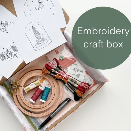 Christmas embroidery craft box, beginner embroidery kit on Etsy