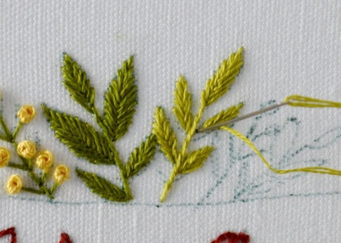 Broder des feuilles pointues avec point d’arête de poisson2