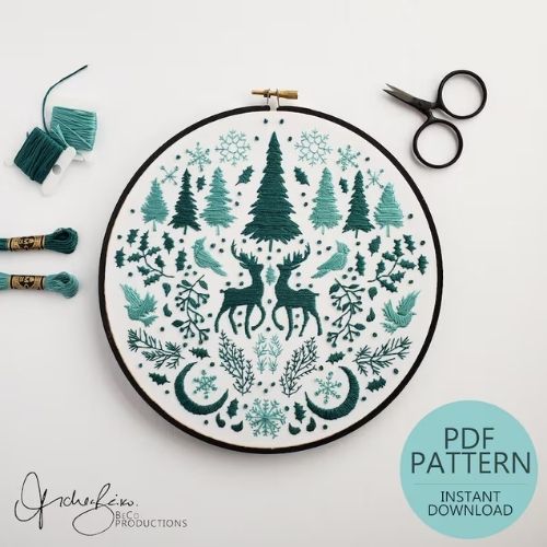 Monochromatic Folk Art Stickanleitung von BeCoProductions auf Etsy