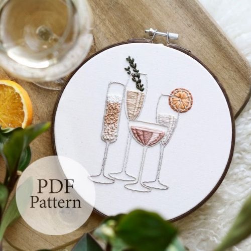 Rose Champagne - step by step beginner embroidery pattern on Etsy