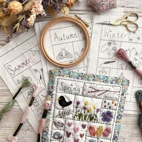 Seasonal stitching sampler designed by WestCoastStitcheryUK on Etsy