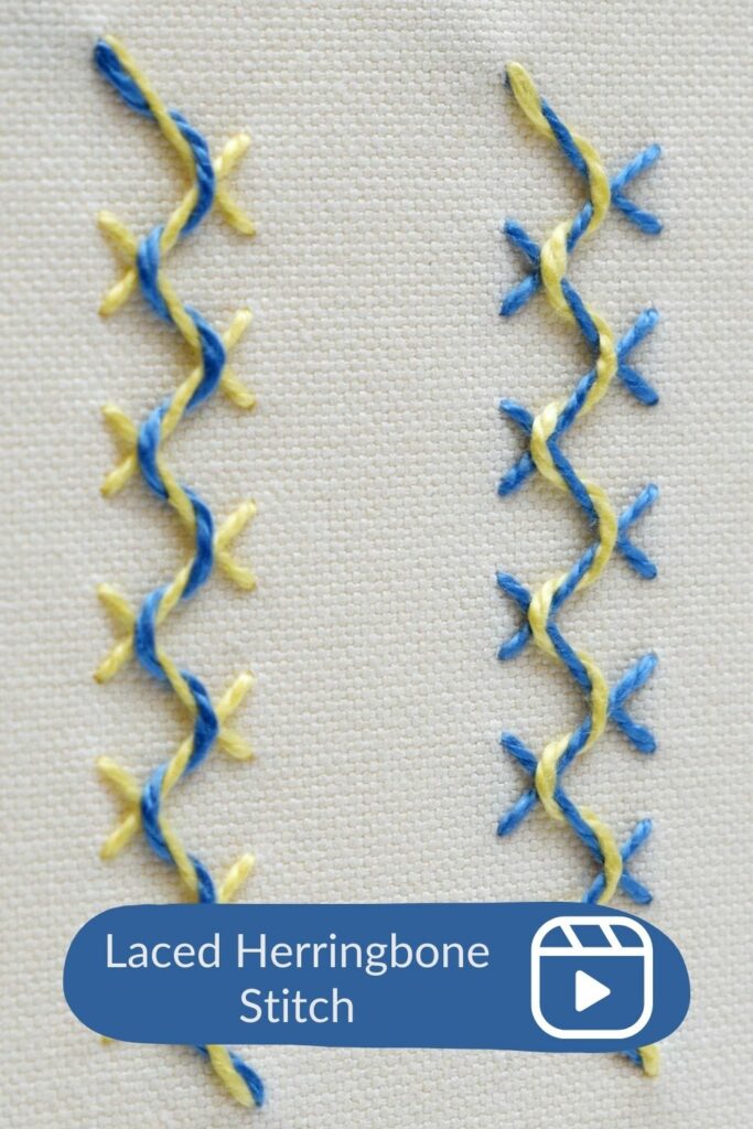 Easy Video Tutorial: Laced Herringbone Stitch PIN image